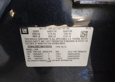 2011 Chevrolet Equinox 1Lt from USA, damaged, VIN 2CNALDEC3B6245032